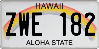 HI license plate ZWE182