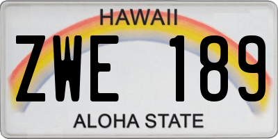 HI license plate ZWE189