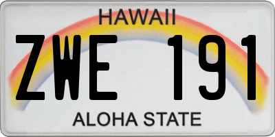 HI license plate ZWE191