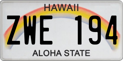 HI license plate ZWE194