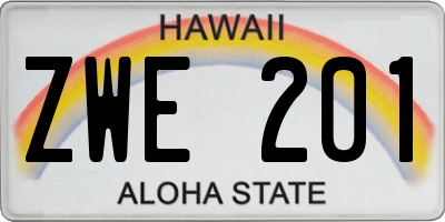 HI license plate ZWE201