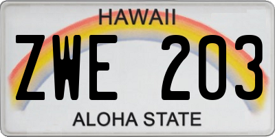 HI license plate ZWE203