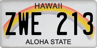 HI license plate ZWE213