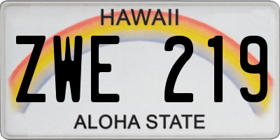 HI license plate ZWE219