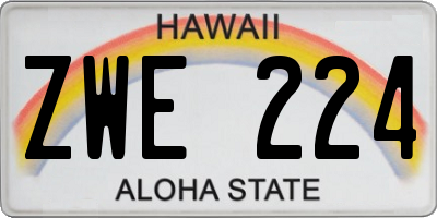 HI license plate ZWE224
