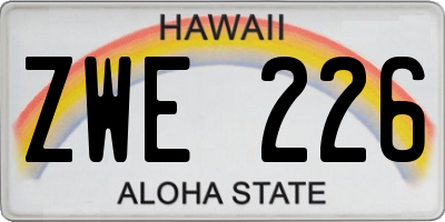 HI license plate ZWE226