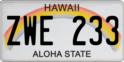 HI license plate ZWE233