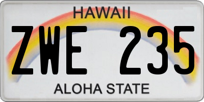 HI license plate ZWE235