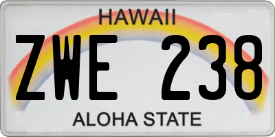 HI license plate ZWE238