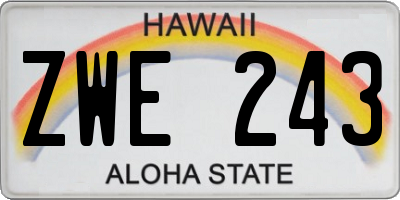HI license plate ZWE243