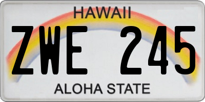 HI license plate ZWE245