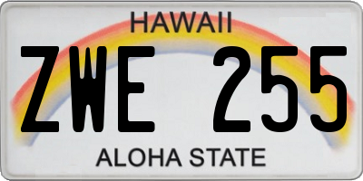 HI license plate ZWE255