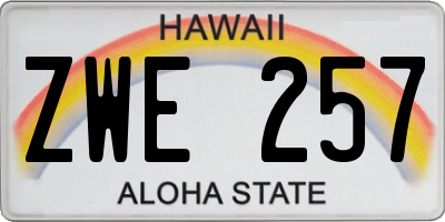 HI license plate ZWE257
