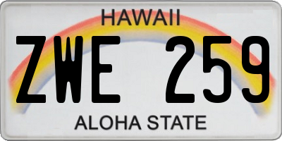 HI license plate ZWE259