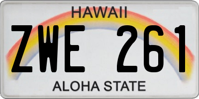 HI license plate ZWE261