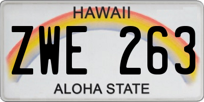 HI license plate ZWE263