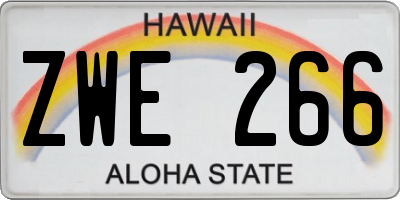 HI license plate ZWE266