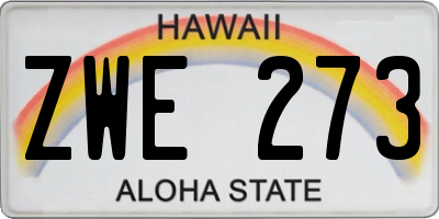HI license plate ZWE273