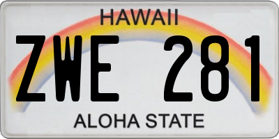 HI license plate ZWE281
