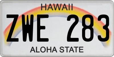 HI license plate ZWE283