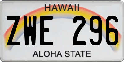 HI license plate ZWE296