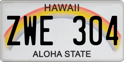HI license plate ZWE304