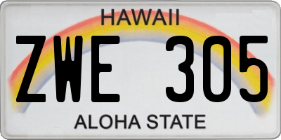 HI license plate ZWE305