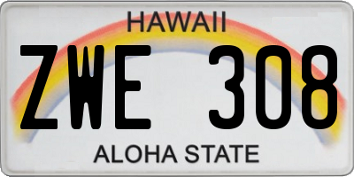 HI license plate ZWE308