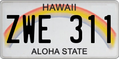 HI license plate ZWE311