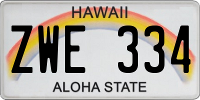 HI license plate ZWE334