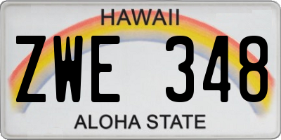 HI license plate ZWE348