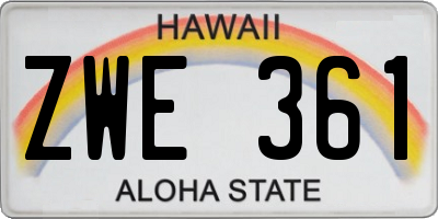 HI license plate ZWE361