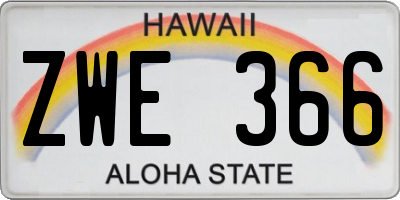 HI license plate ZWE366