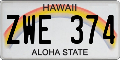 HI license plate ZWE374