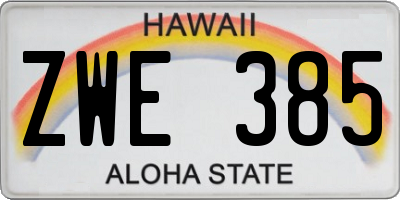 HI license plate ZWE385