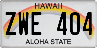 HI license plate ZWE404