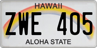HI license plate ZWE405