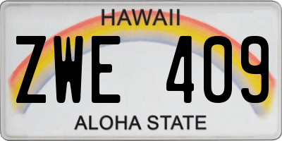 HI license plate ZWE409