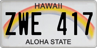 HI license plate ZWE417