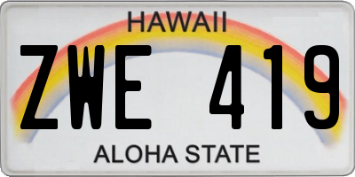 HI license plate ZWE419