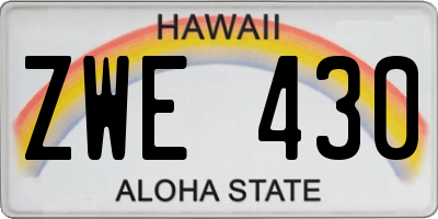 HI license plate ZWE430