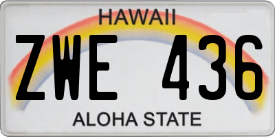 HI license plate ZWE436
