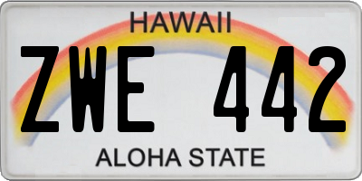 HI license plate ZWE442