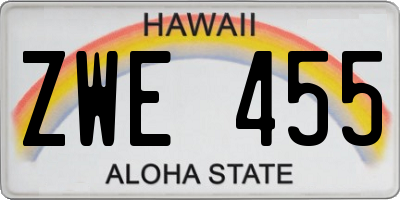 HI license plate ZWE455