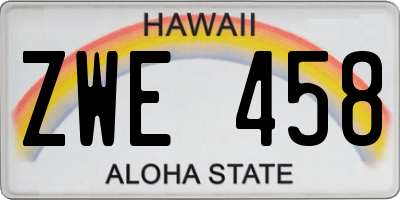 HI license plate ZWE458