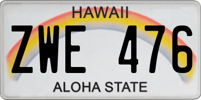 HI license plate ZWE476