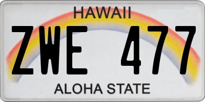 HI license plate ZWE477