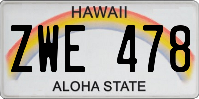 HI license plate ZWE478