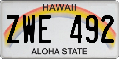 HI license plate ZWE492