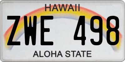 HI license plate ZWE498